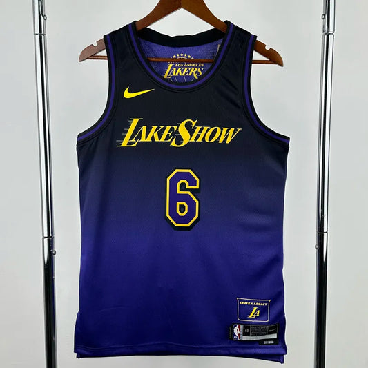 LAKERS JAMES #6 Royal blue City Edition Top Quality Hot Pressing NBA Jersey