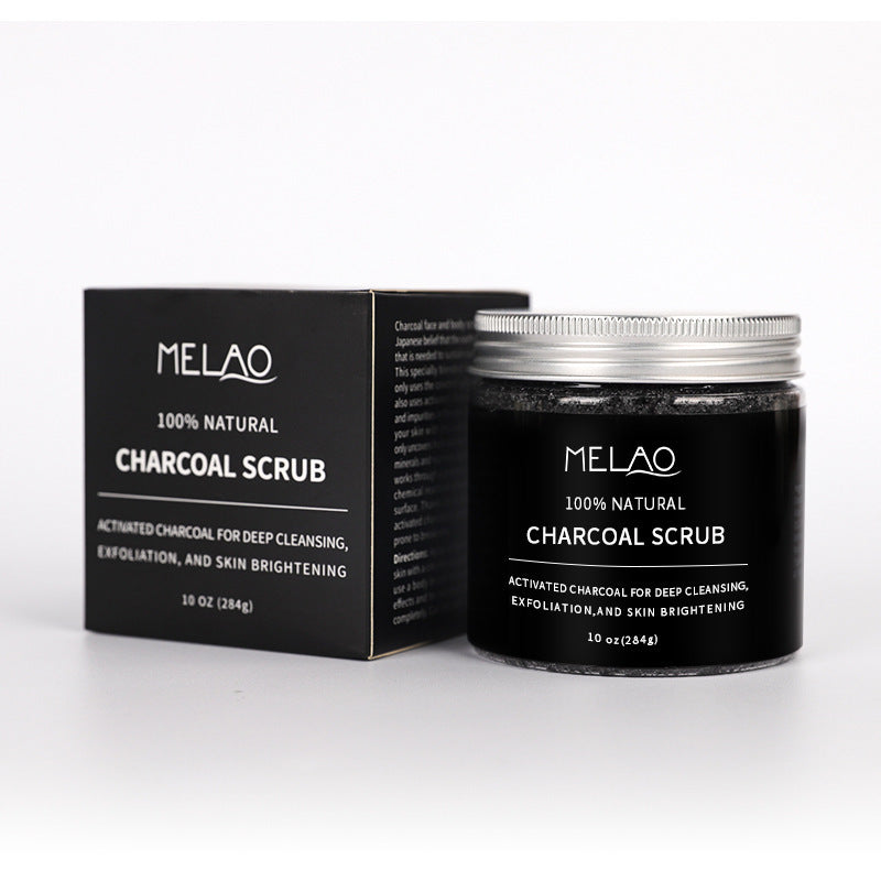 MELAO 100% Natural Bamboo Charcoal Scrub: Deep Cleansing, Exfoliating & Skin Brightening for Face & Body (284g)