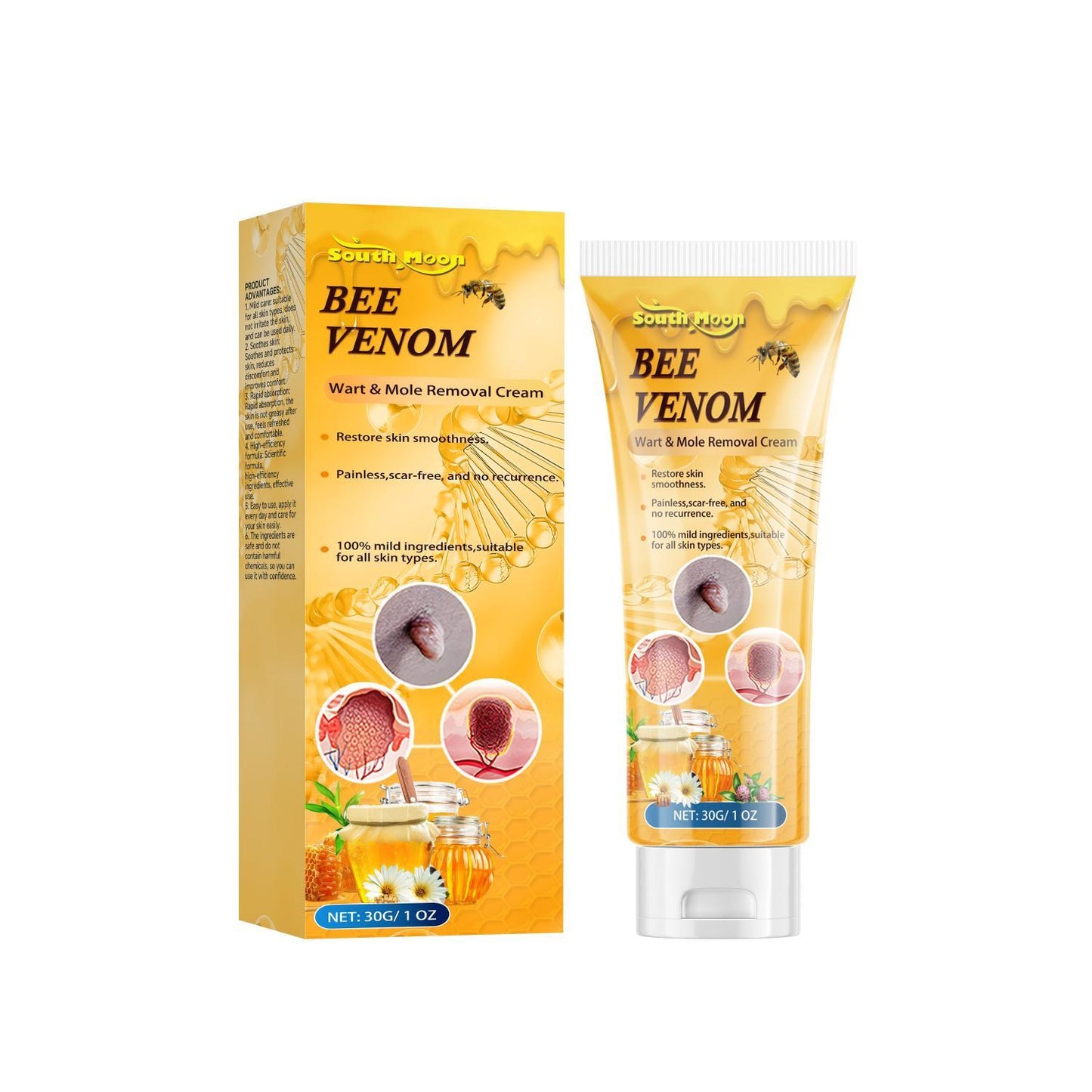 South Moon Bee Venom Wart & Mole Remover Cream – Painless, Scar-Free Support for All Skin Types