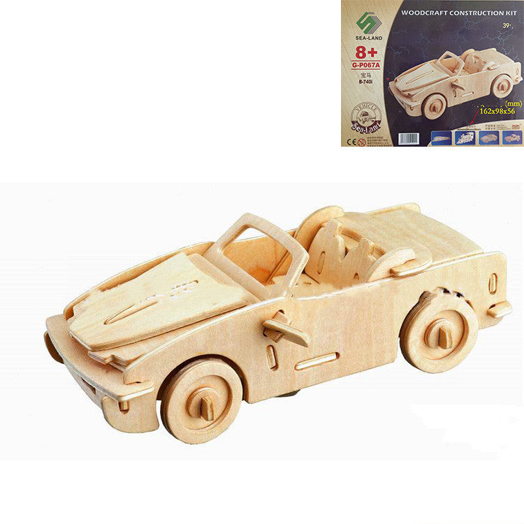 Wooden 3D Puzzle Assembly Educational Toy Car