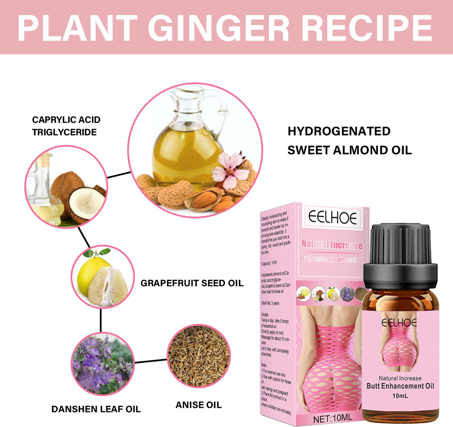EELHOE Natural Butt Enhancement Oil – Firming, Lifting & Hydrating Formula