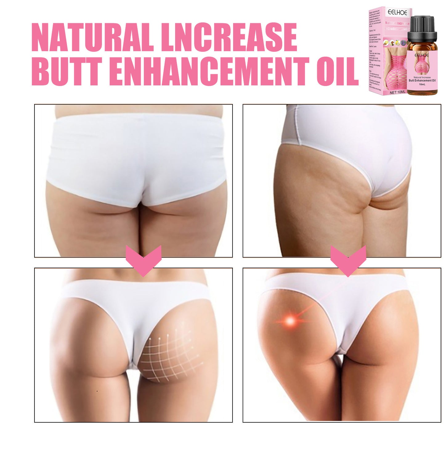 EELHOE Natural Butt Enhancement Oil – Firming, Lifting & Hydrating Formula