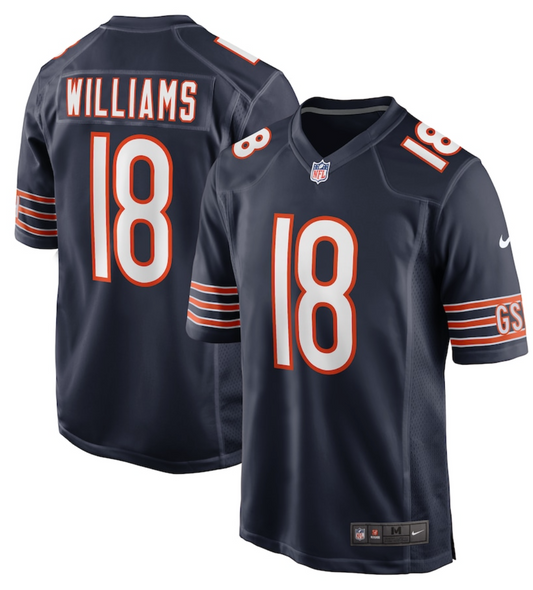 NFL Chicago Bears Williams, Odunze, Payton, Moore, Fields and Customize Name/Number Jerseys - Quality Fabric Jersey