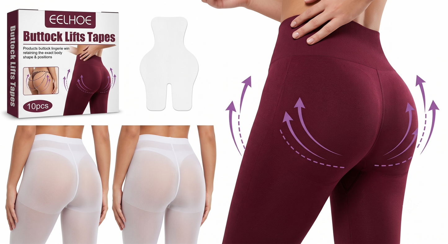 EELHOE Instant Buttock Lift Tapes - Invisible, Transparent & Waterproof Lower Body Contouring & Booty Shaping Adhesive Strips (10 Pieces)