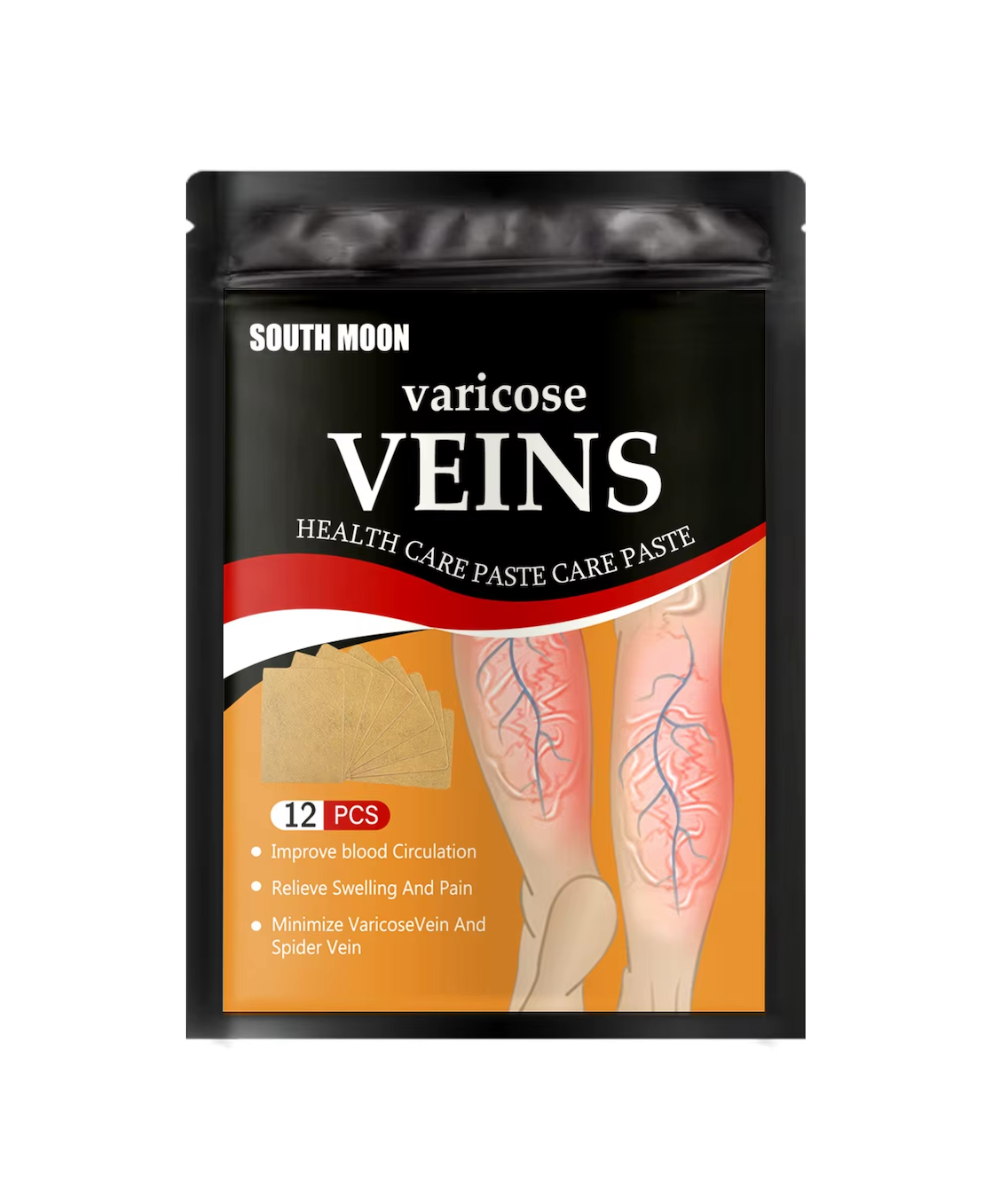SOUTH MOON Varicose Vein Patch – Relief for Vasculitis, Phlebitis, and Spider Veins, Anti-Swelling, Leg Pain Reliever