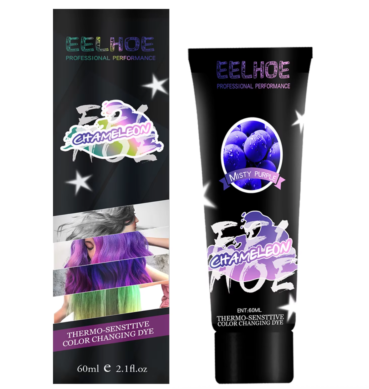 EELHOE Heat-Sensitive Color-Changing Temporary Hair Dye - Yellow in Cold, Green in Warm Temperatures