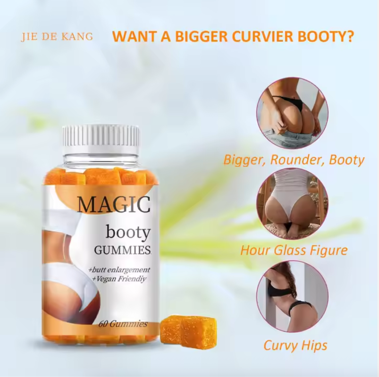 Hip-lifting Gummy - Cubes Bigger Hip and Butt Lifter Booster Enlargement Gummies Pour Les Fesses En Sachet BBL Gummies