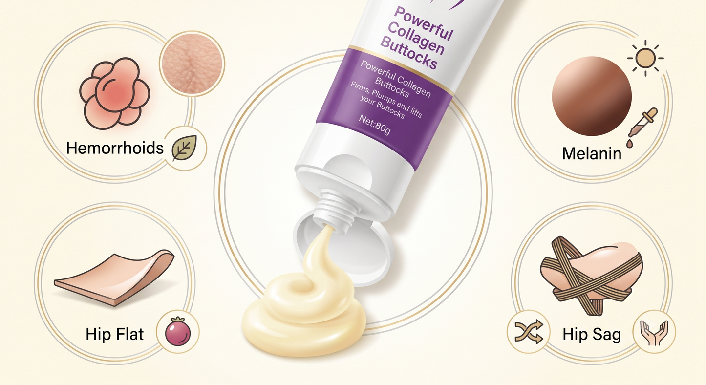 Elaimei Premium Butt Enhancement Cream - Advanced Collagen Booster, Lower Body Plumping & Ultimate Hip Firming Treatment (80g)