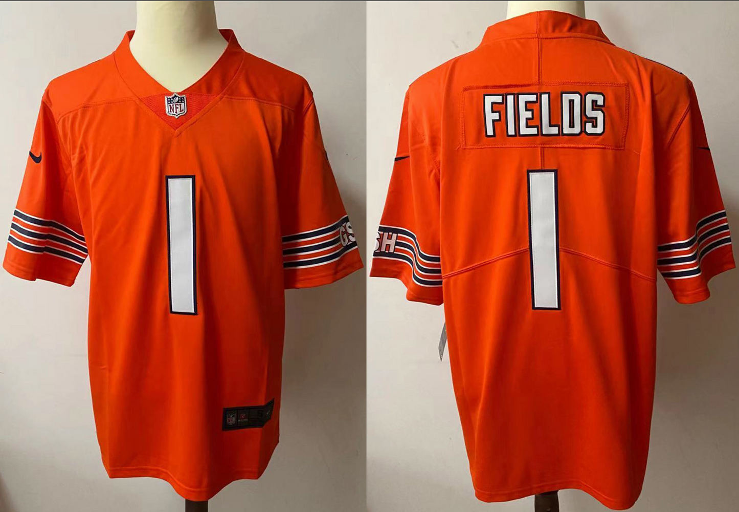 NFL Chicago Bears Williams, Odunze, Payton, Moore, Fields and Customize Name/Number Jerseys - Quality Fabric Jersey