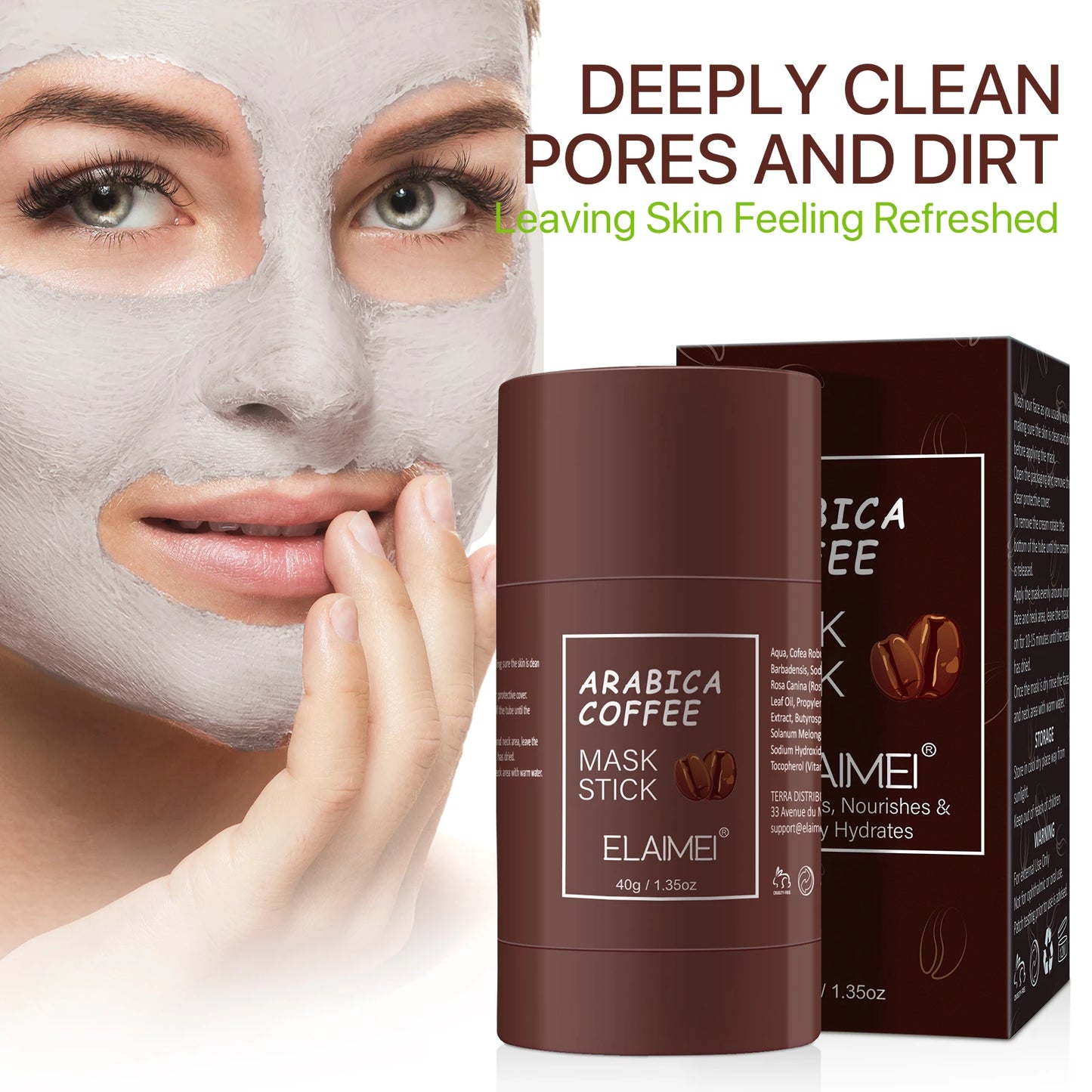 ELEIMEI Eggplant, Hyaluronic Acid, Green Tea, Strawberry, Vitamin C, Coffee Infused Moisturizing and Oil-Control Face Cleansing Mask