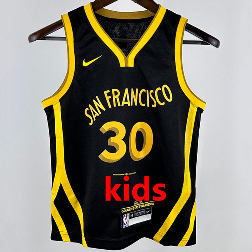 Golden State Warriors CURRY #30 Black Kids NBA Jersey
