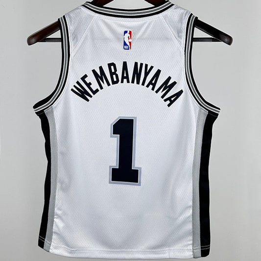 San Antonio Spurs WEMBANYAMA # 1 White Kids NBA Jersey
