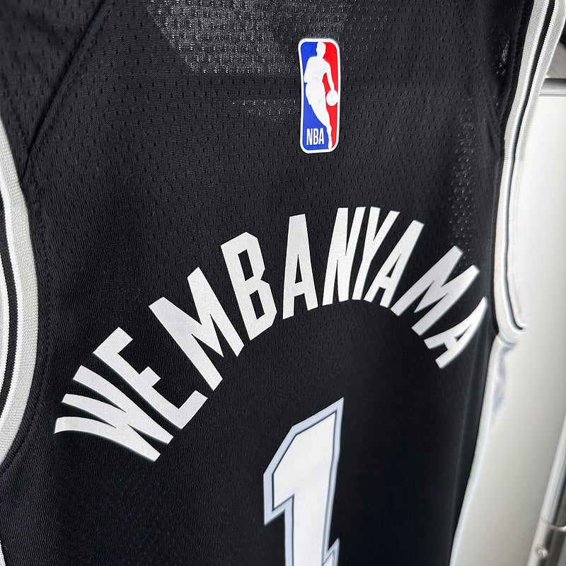 San Antonio Spurs WEMBANYAMA # 1 Black Kids NBA Jersey