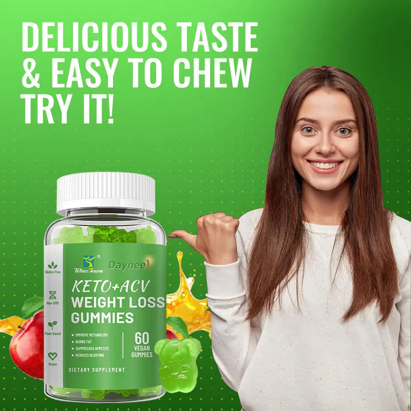 Daynee KETO + ACV Fat Burning Gummies – Vegan Weight Loss & Body Sculpting Supplement with Green Tea & Garcinia (Delicious Berry Flavor)