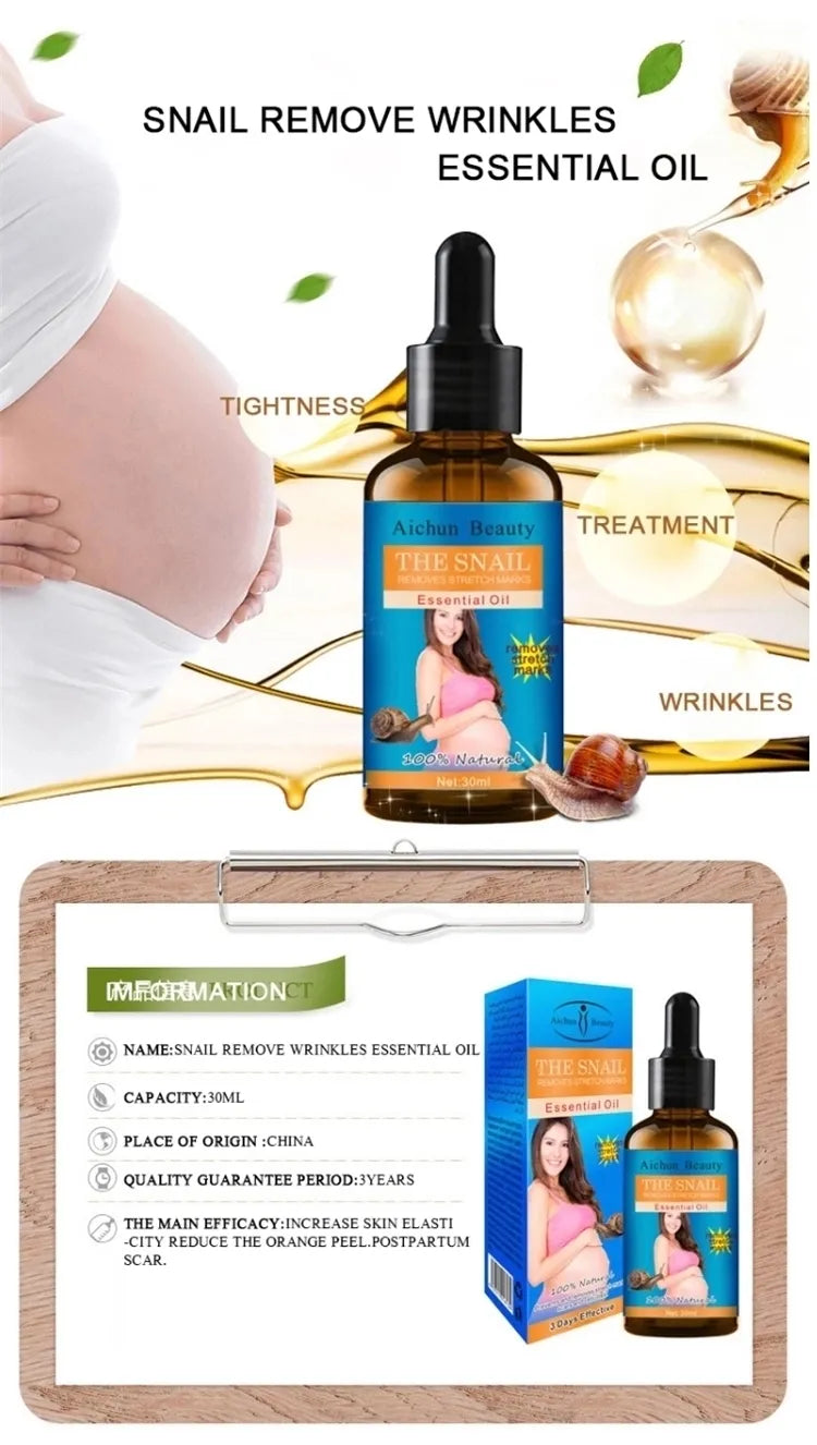 AICHUN BEAUTY Snail Belly Massage Oil (30ml) – Postpartum Skin Toning & Stretch Mark Appearance