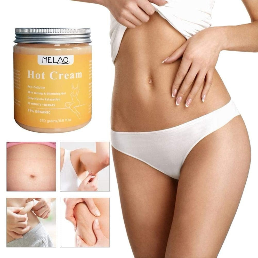 Crema Caliente Anticelulítica y Adelgazante (250 g): Loción Quemagrasas y Reafirmante para Todo Tipo de Cuerpo