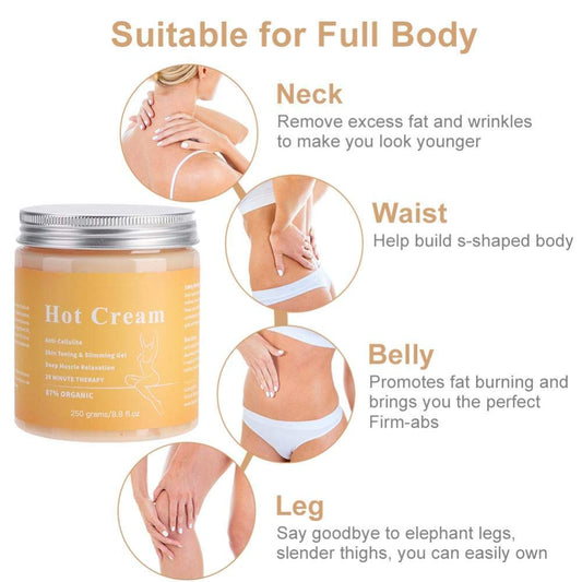 Hot Anti-Cellulite & Slimming Cream (250g) – Fat Burning & Skin Firming Lotion for All Body Types