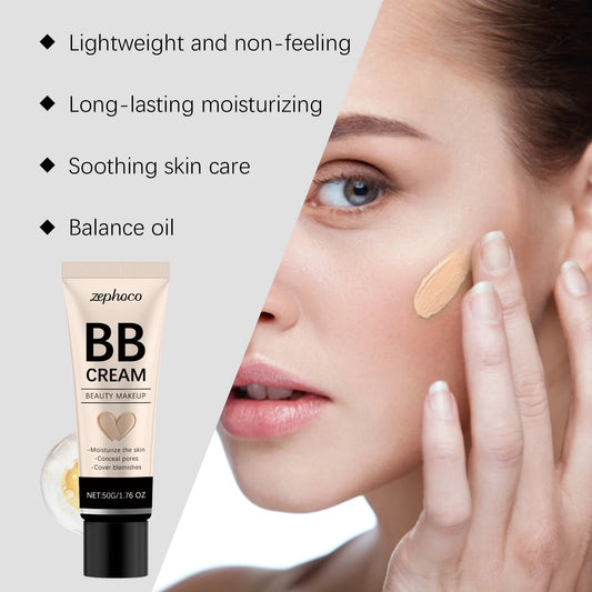 Zephoco BB Cream: Flawless Hydrating Concealer for Blemishes, Pores & Even Skin Tone (50g)
