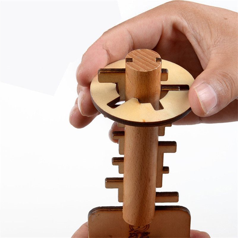 Key-Lock Puzzle Bamboo Educational Toy