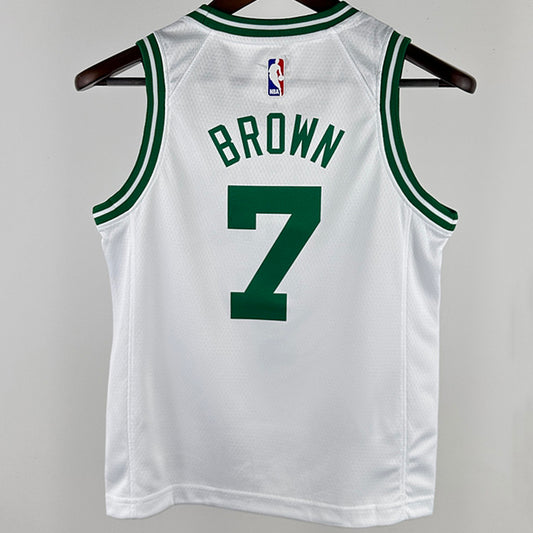 Celtics BROWN #7 White Kids NBA Jersey