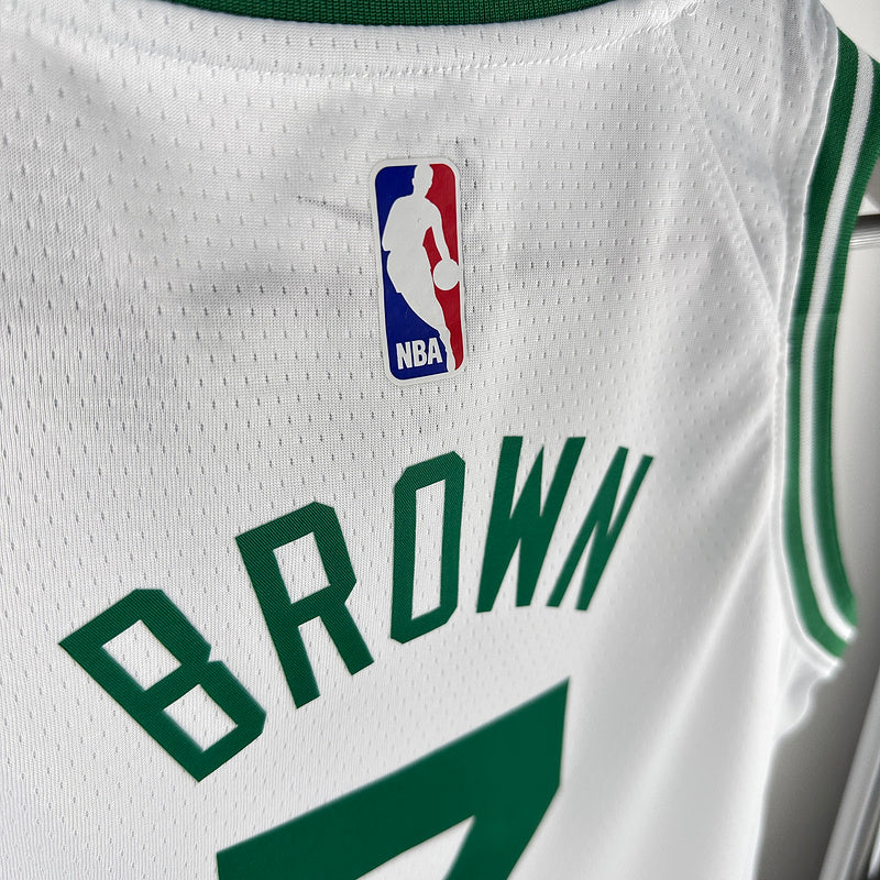 Celtics BROWN #7 White Kids NBA Jersey