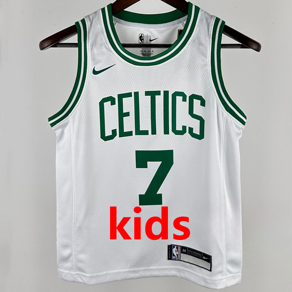 Celtics BROWN #7 White Kids NBA Jersey
