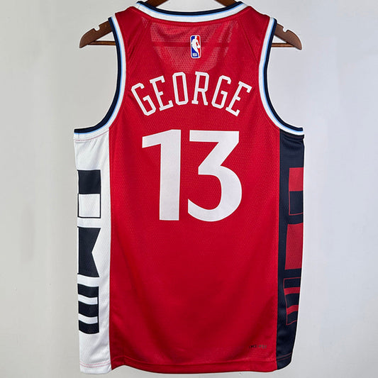 Clippers GEORGE # 13 Red NBA Jerseys
