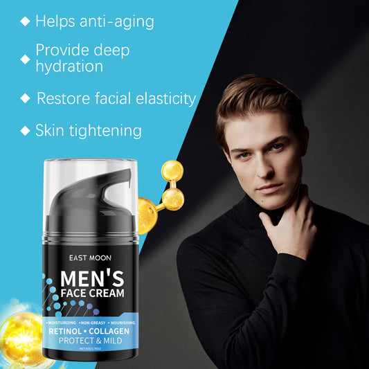 East Moon Men's Retinol & Collagen Face Cream: Anti-Aging, Deep Hydration & Skin Tightening (50g)