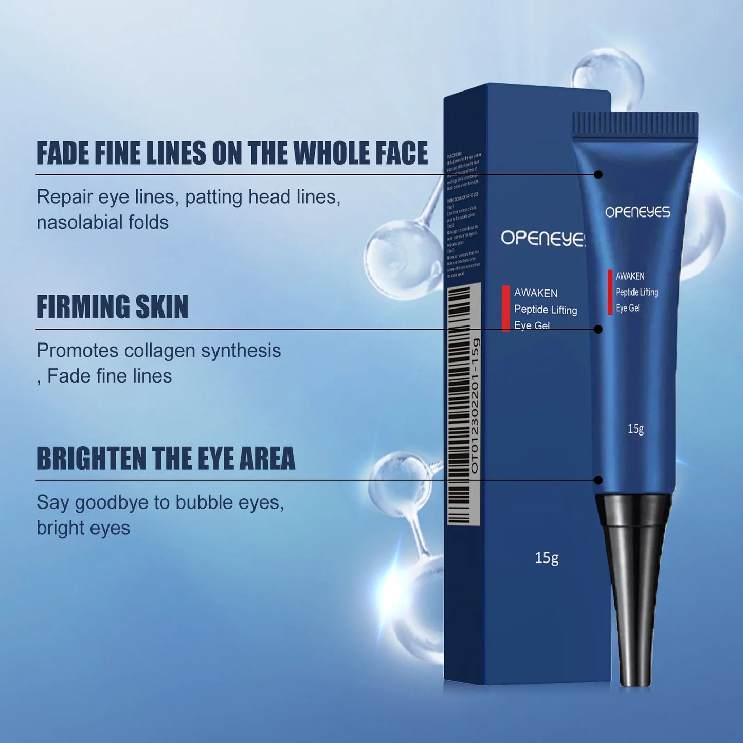 OPENEYES Men's Anti-Aging Eye Cream: Caffeine & Peptide-Powered Dark Circle, Wrinkle & Eye Bag Reducer (15g)