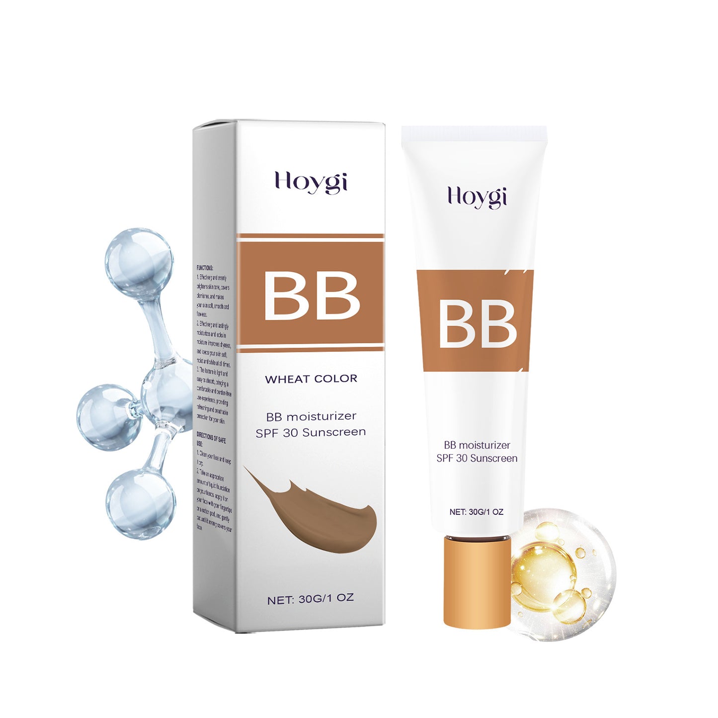 Protective BB Cream Concealer – Lightweight Liquid Foundation (30g) in Natural, Ivory, Wheat Shades