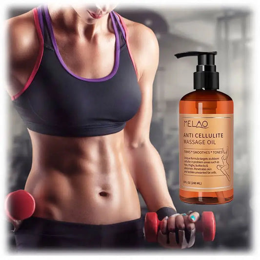 MELAO Anti-Cellulite Massage Oil – Natural Firming & Toning Body Oil with Essential Oils (240ml)