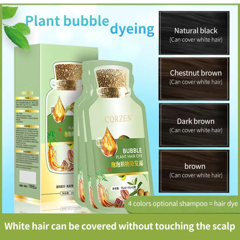 CORZEN Plant Bubble Hair Dye (200ml) – Ammonia-Free, Easy Foam Application, Natural Hair Color