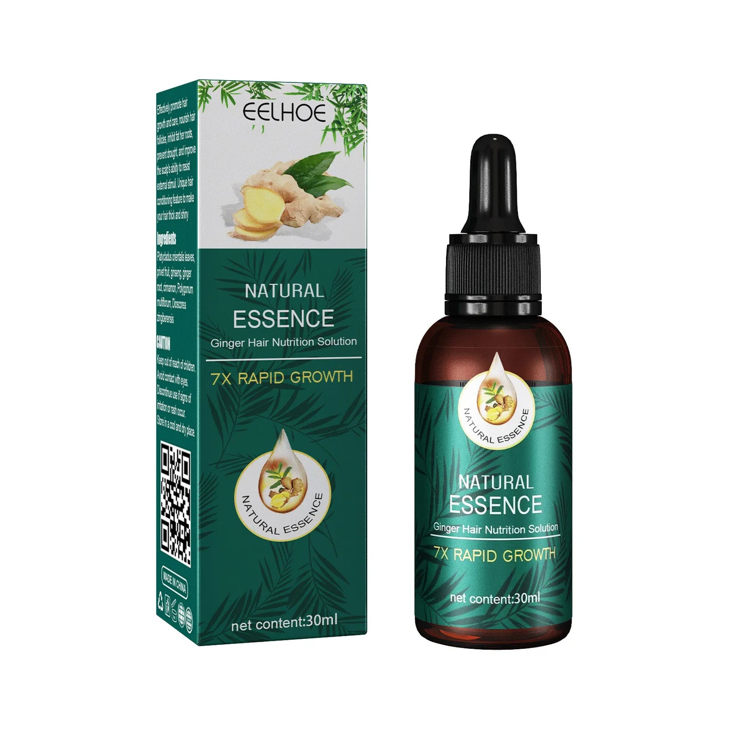 EELHOE Natural Essence Ginger Hair Care for Hair Loss - Restores Hair Follicles, Thicker Hair, 30ml - Buy 3, Pay for 2