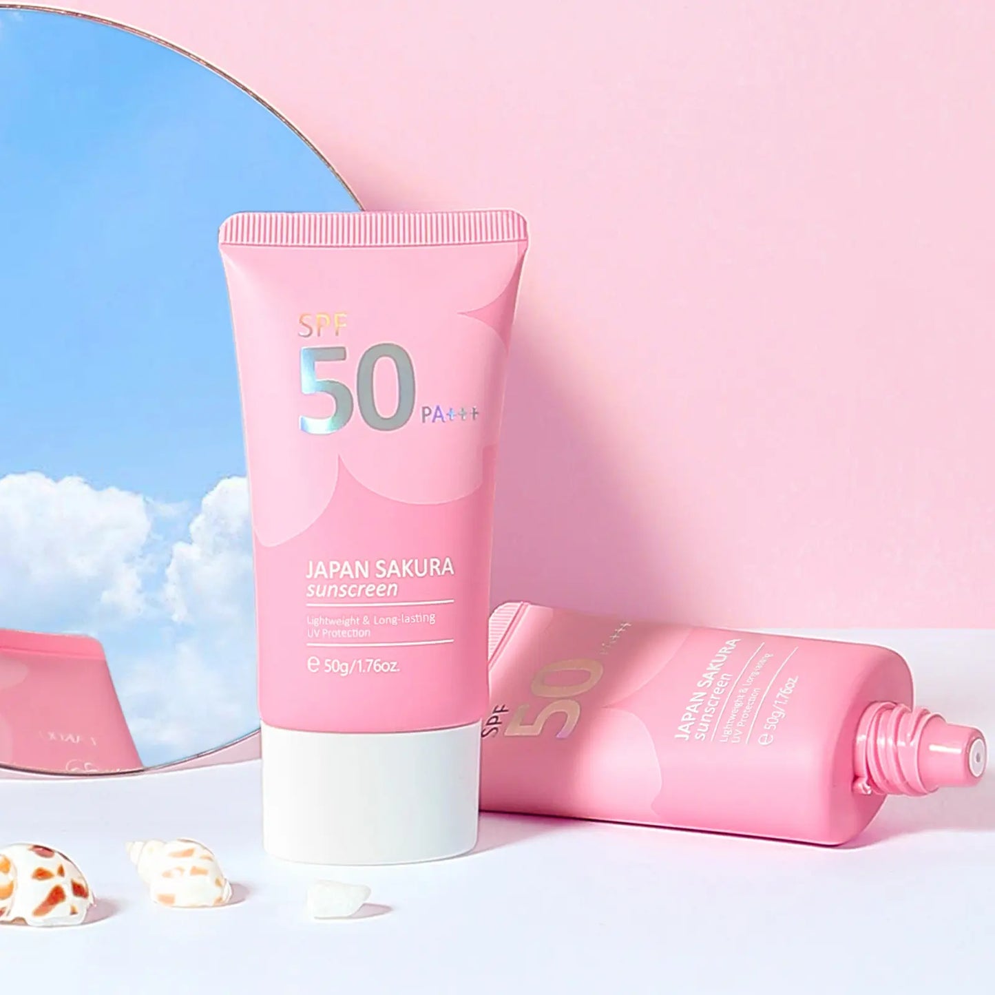 LAIKOU Japanese Sakura Cherry Blossom Moisturizing Whitening Sunscreen 50g, SPF: 50+ and PA+++ - Buy 3 Pay For 2