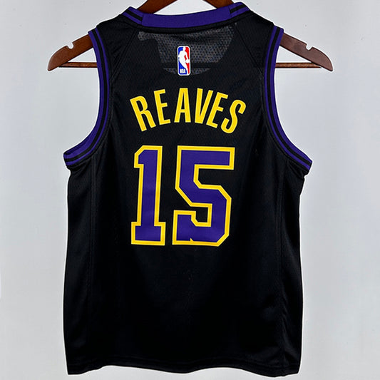 Lakers REAVES #15 Black Kids City Edition NBA Jersey