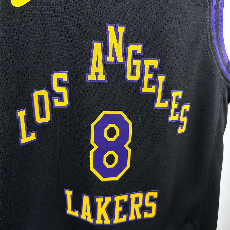 Lakers BRYANT #8 Black Kids City Edition NBA Jersey