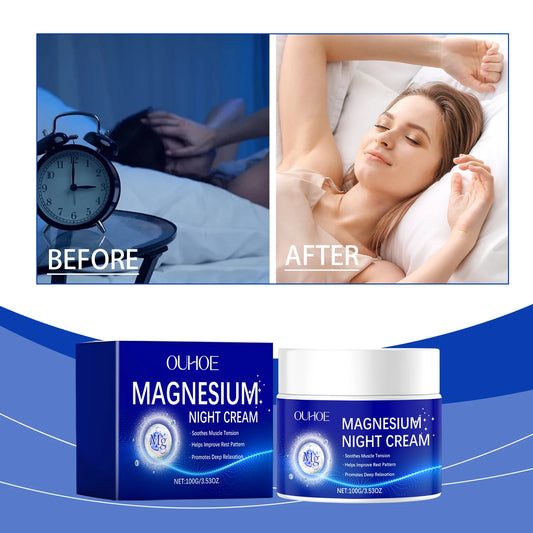 OUHOE Magnesium Night Cream 100ml - Nourishes skin cells, promoting a healthier skin structure.