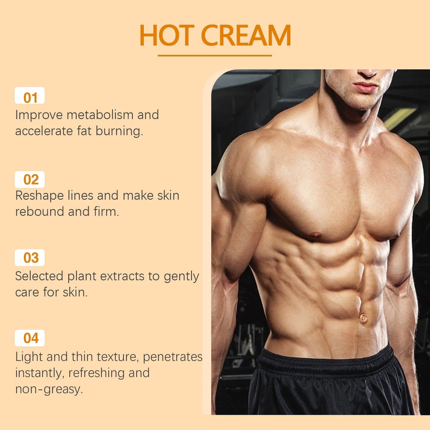 East Moon Men's Hot Cream: Slimming, Firming & Moisturizing Workout Enhancer with Ginger & Grape Seed Oil