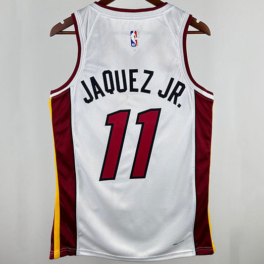 Miami Heat JAQUEZ JR. #11 White NBA Jerseys