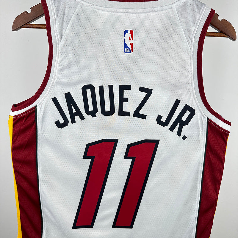 Miami Heat JAQUEZ JR. #11 White NBA Jerseys