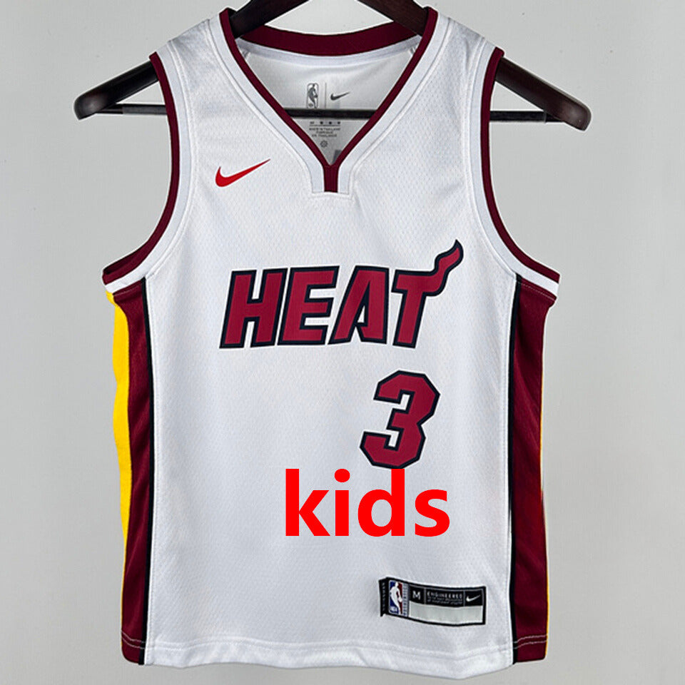 Miami Heat WADE #3 White Kids NBA Jersey