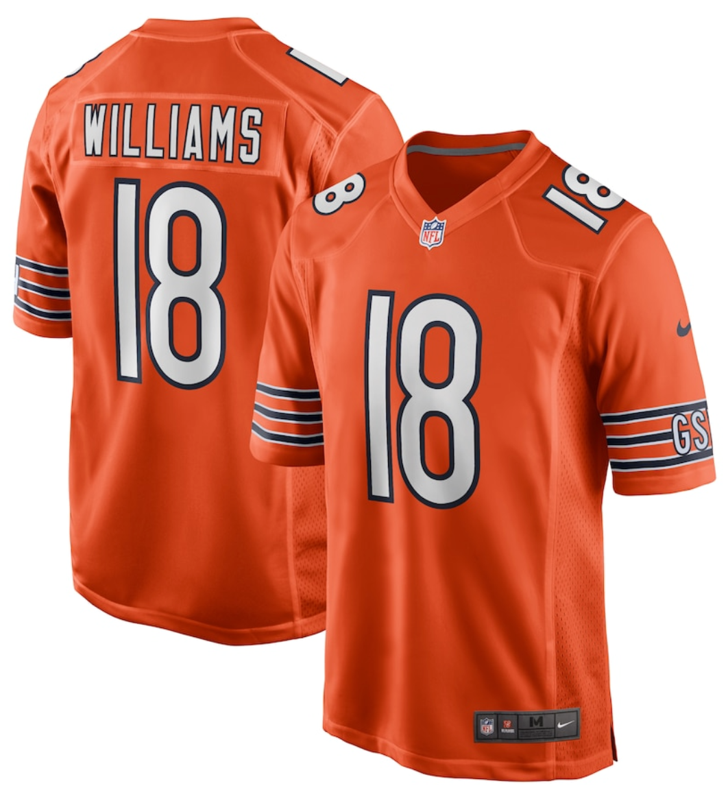 NFL Chicago Bears Williams, Odunze, Payton, Moore, Fields and Customize Name/Number Jerseys - Quality Fabric Jersey