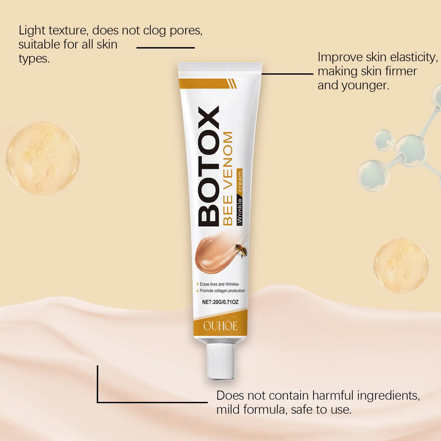 OUHOE Peptide Wrinkle Cream - Reduces Lines and Wrinkles, Promotes Collagen Production