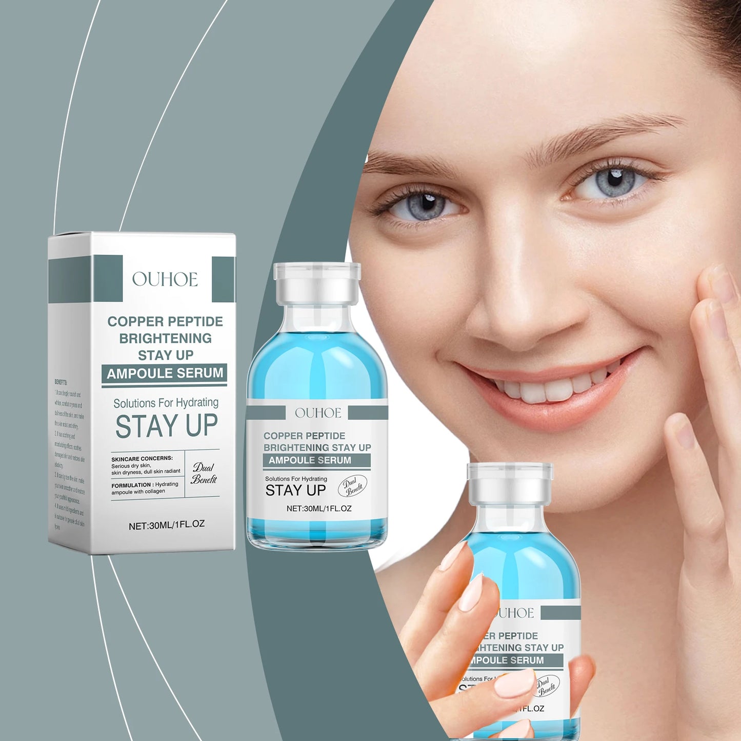 OUHOE Copper Peptide Brightening Stay Up Ampoule Serum - Brightening Effect, Supports Collagen Production