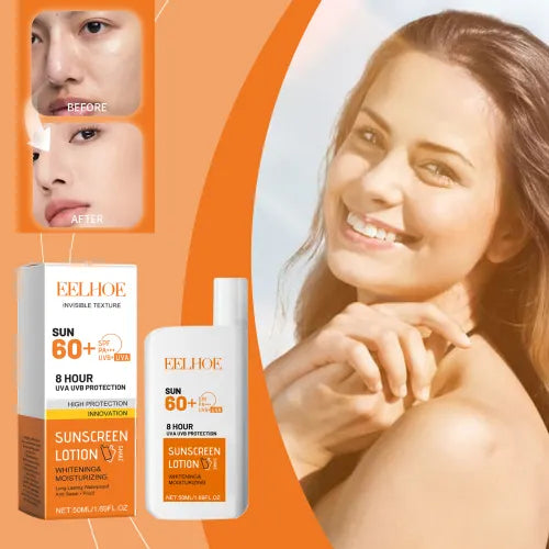 EELHOE Sunscreen Lotion SPF 60+ PA+++ - Refreshing Sunscreen Moisturizing Breathable Facial