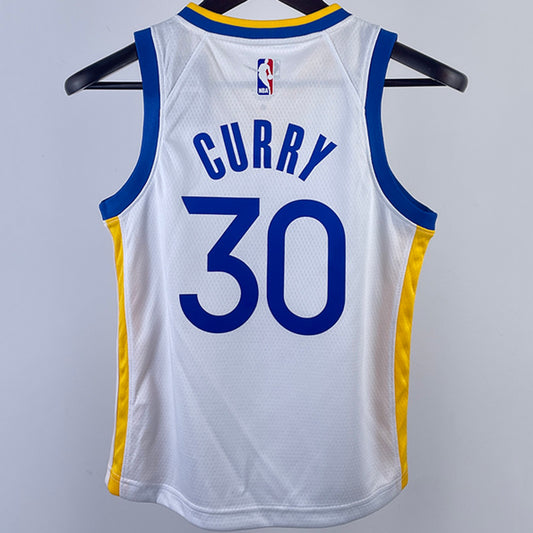 Golden State Warriors CURRY #30 White Kids NBA Jersey