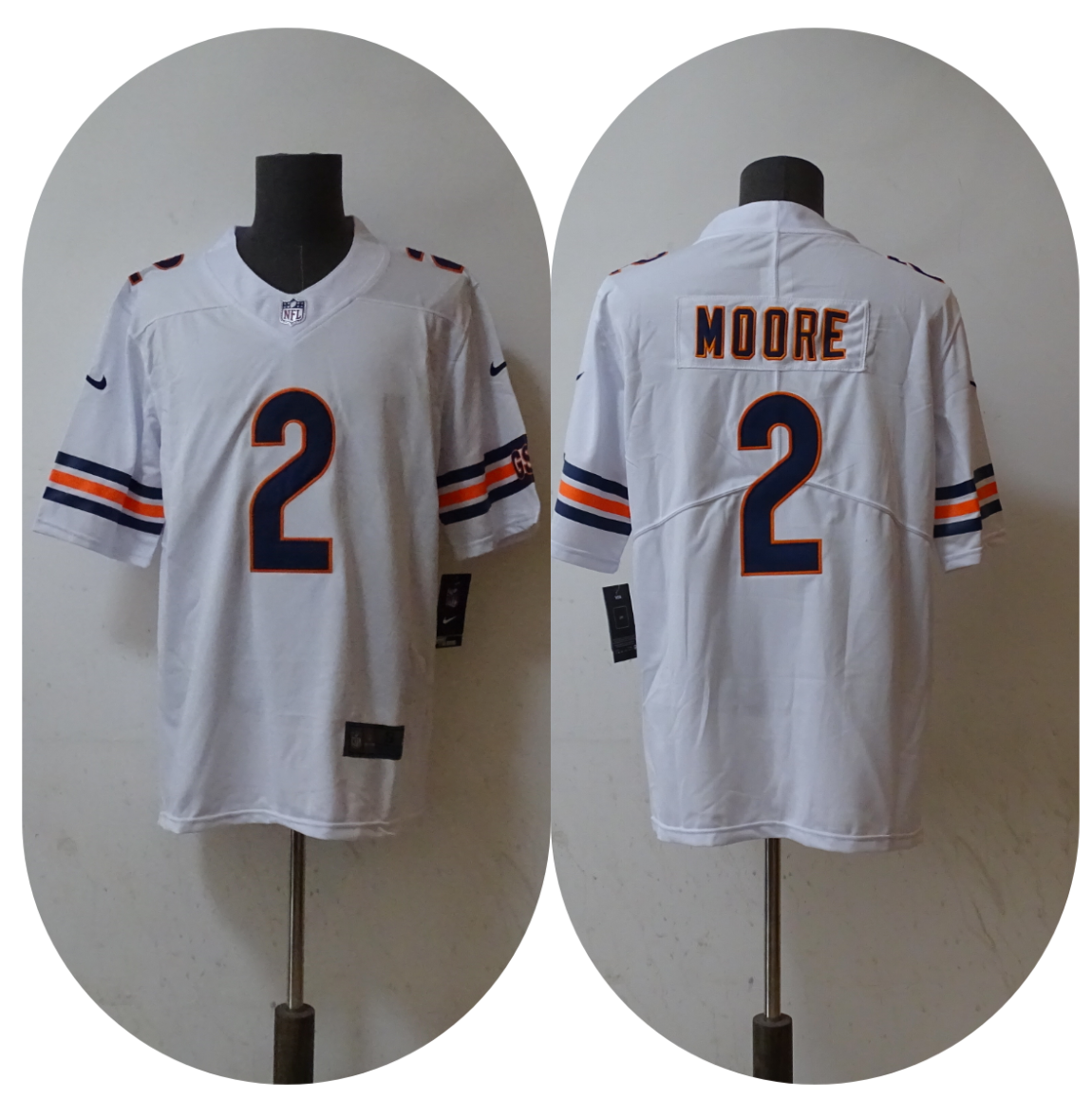 NFL Chicago Bears Williams, Odunze, Payton, Moore, Fields and Customize Name/Number Jerseys - Quality Fabric Jersey