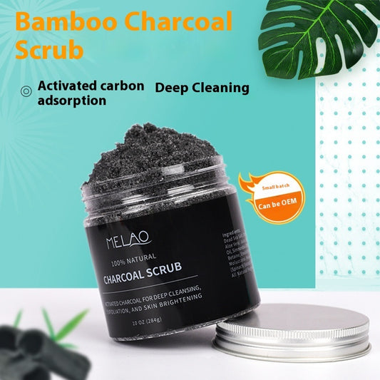 MELAO 100% Natural Bamboo Charcoal Scrub: Deep Cleansing, Exfoliating & Skin Brightening for Face & Body (284g)