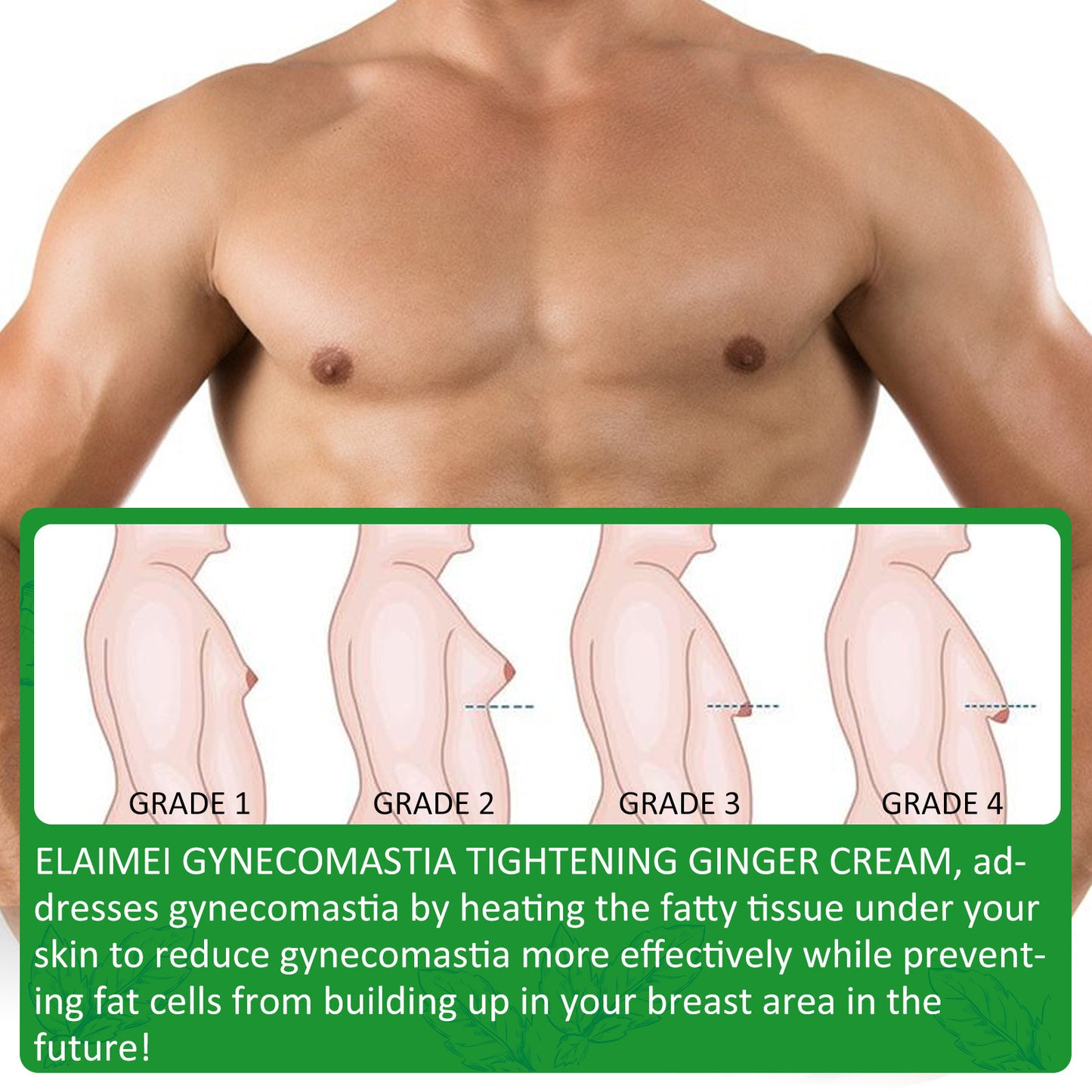 ELAIMEI Men's Gynecomastia Tightening Ginger Cream: Male Chest Fat Reduction & Firming Treatment (30ml)