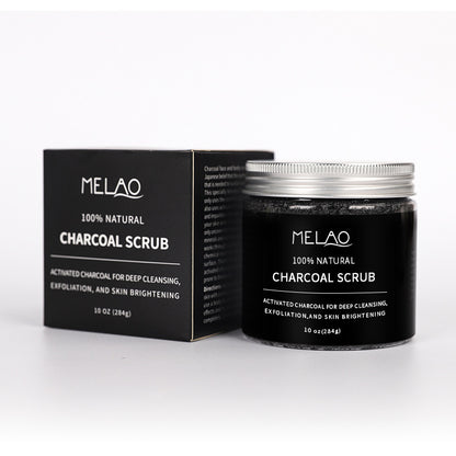 MELAO 100% Natural Bamboo Charcoal Scrub: Deep Cleansing, Exfoliating & Skin Brightening for Face & Body (284g)